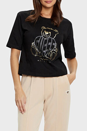 Guess Bayan T Shirt V5RI09 I3Z14 JBLK