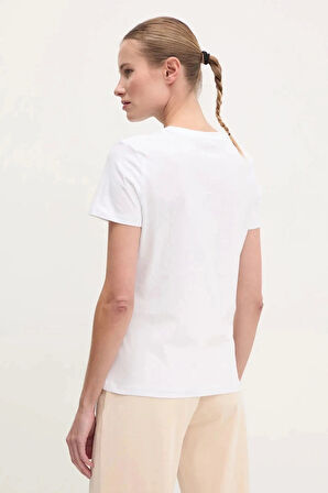 Guess Kadın Beyaz Logolu T-Shirt