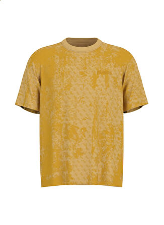 Z5RI16I3Z14P23O GOTAM CN T-SHIRT Sarı Yuvarlak Yaka Box Fit Desenli Erkek T-Shirt