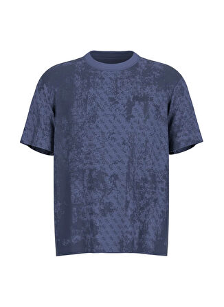 Z5RI16I3Z14P7UJ GOTAM CN T-SHIRT Lacivert Yuvarlak Yaka Box Fit Desenli Erkek T-Shirt