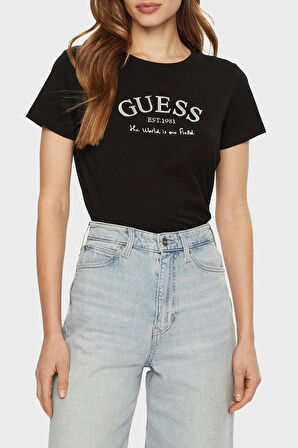 Guess Bayan T Shirt V5RI16 J1314 JBLK