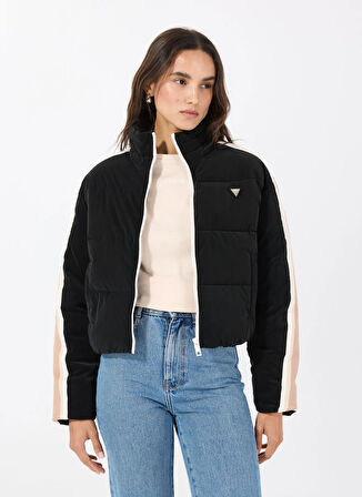 Guess V5RL04WGYC2JBLK JEAN PUFFER JACKET Siyah Desenli Mont