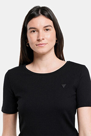 Guess Kadın Siyah Logolu T-Shirt
