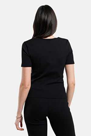 Guess Kadın Siyah Logolu T-Shirt