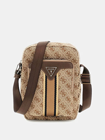 Guess Erkek Bej Kahverengi Milano Ön Cepli Crossbody Çanta