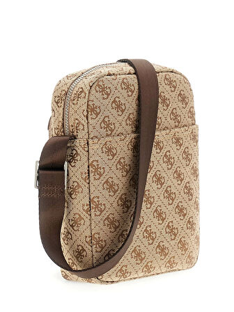 Guess Erkek Bej Kahverengi Milano Ön Cepli Crossbody Çanta