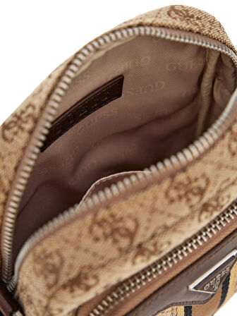 Guess Erkek Bej Kahverengi Milano Ön Cepli Crossbody Çanta