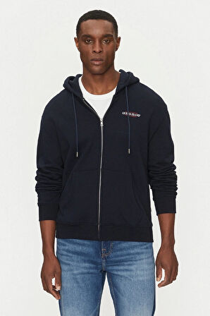 Erkek Gj Fermuarlı Kapüşonlu Sweatshirt - Lacivert | L