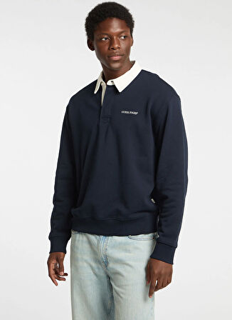 Guess Jeans Gömlek Yaka Lacivert Erkek Sweatshırt M5RQ43KCPR1-A71W Gj Reg Erkek Sweat