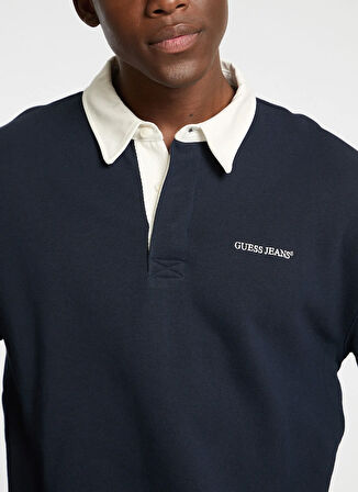 Guess Jeans Gömlek Yaka Lacivert Erkek Sweatshırt M5RQ43KCPR1-A71W Gj Reg Erkek Sweat