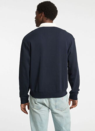 Guess Jeans Gömlek Yaka Lacivert Erkek Sweatshırt M5RQ43KCPR1-A71W Gj Reg Erkek Sweat
