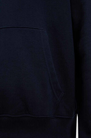 Erkek Bisiklet Yaka Logolu Sweatshirt - Lacivert | S