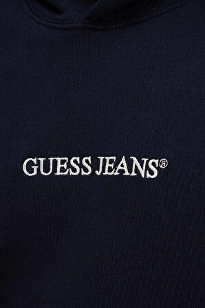 Erkek Bisiklet Yaka Logolu Sweatshirt - Lacivert | XL