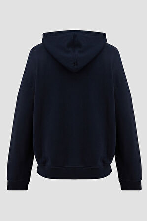 Erkek Bisiklet Yaka Logolu Sweatshirt - Lacivert | XL