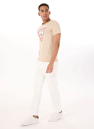 Guess Bisiklet Yaka Desenli Kahve Erkek T-Shirt M2YI71I3Z14G1DR CN SS ORIGINAL LOG