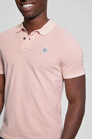 Guess Erkek Mavi Yıkamalı Polo Tişört