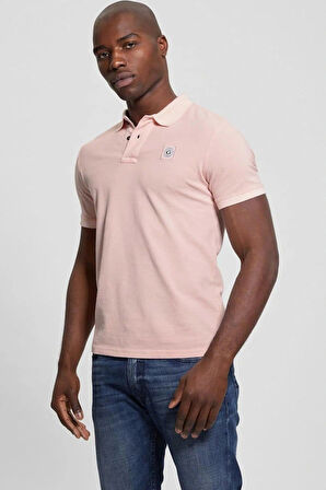 Guess Erkek Mavi Yıkamalı Polo Tişört