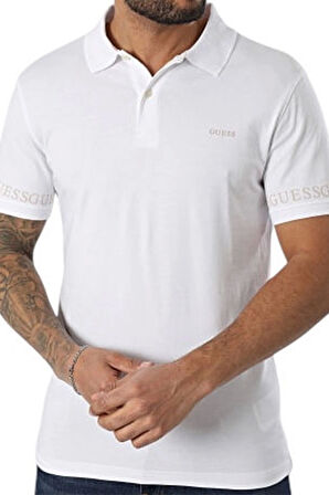 Guess Erkek Beyaz Polo T-Shirt