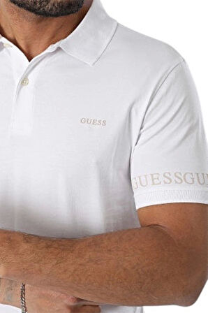Guess Erkek Beyaz Polo T-Shirt