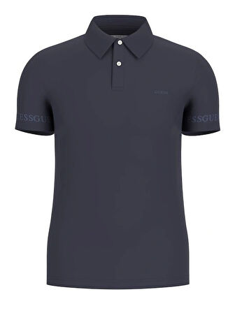 Guess Erkek  Logolu Lacivert T-Shirt