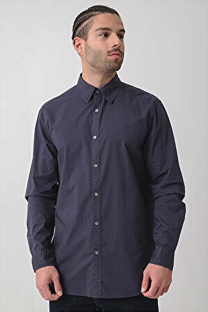 Erkek Logolu Gömlek - Lacivert | L