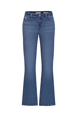 Kadın İspanyol Paça Regular Fit Jean Pantolon - Mavi | 30/30