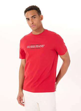 Guess Jeans Bisiklet Yaka Desenli Kırmızı Erkek T-Shirt M4YI42K8FQ4G585 GJ SS CN REG AMERI