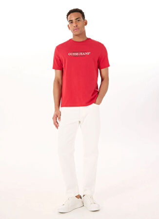 Guess Jeans Bisiklet Yaka Desenli Kırmızı Erkek T-Shirt M4YI42K8FQ4G585 GJ SS CN REG AMERI