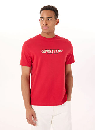 Guess Jeans Bisiklet Yaka Desenli Kırmızı Erkek T-Shirt M4YI42K8FQ4G585 GJ SS CN REG AMERI