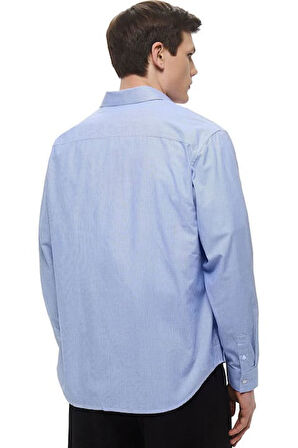 Erkek Regular Fit Pamuklu Gömlek - Mavi | S