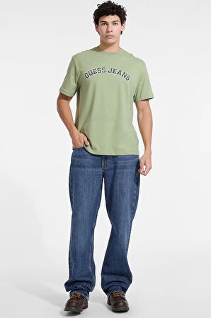 Guess Jeans SS CN REG COLLEGIATE TEE Erkek Yeşil T-shirt M5RI75K8FQ4-G8EJ