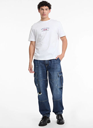 Guess Jeans Bisiklet Yaka Desenli Beyaz Erkek T-Shirt M5RI77K8FQ4G011 GJ SS CN REG PRINT