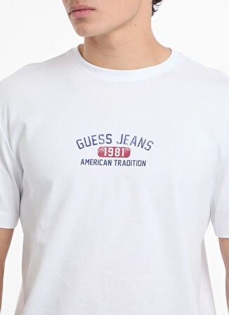 Guess Jeans Bisiklet Yaka Desenli Beyaz Erkek T-Shirt M5RI77K8FQ4G011 GJ SS CN REG PRINT
