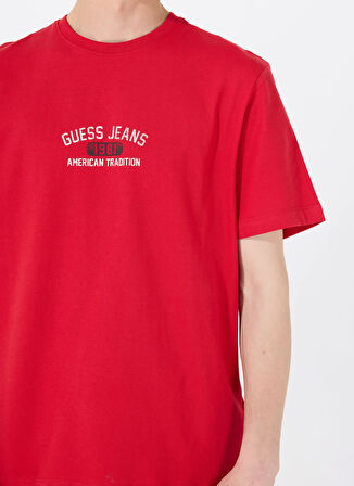 Guess Jeans Bisiklet Yaka Desenli Kırmızı Erkek T-Shirt M5RI77K8FQ4G585 GJ SS CN REG PRINT
