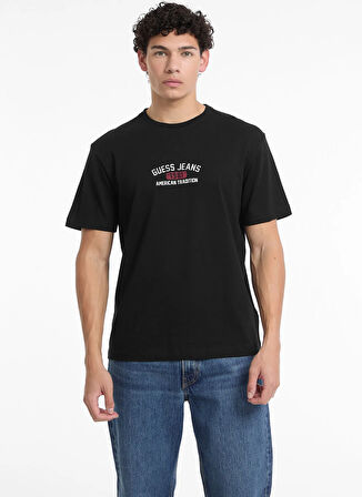 Guess Jeans Bisiklet Yaka Desenli Siyah Erkek T-Shirt M5RI77K8FQ4JBLK GJ SS CN REG PRINT
