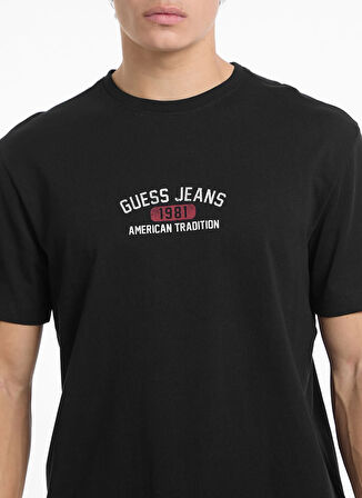 Guess Jeans Bisiklet Yaka Desenli Siyah Erkek T-Shirt M5RI77K8FQ4JBLK GJ SS CN REG PRINT