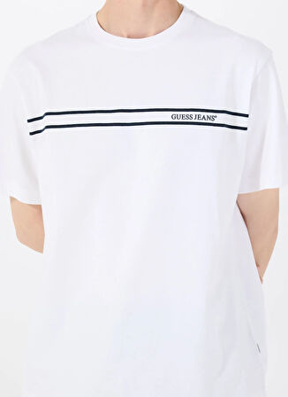 Guess Jeans Bisiklet Yaka Desenli Beyaz Erkek T-Shirt M5RI78KCPQ1G011 GJ SS CN REG CHEST