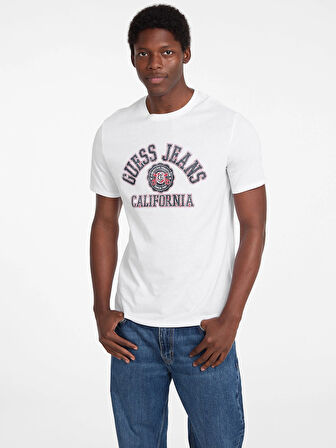 Guess Jeans GJ SS CN SLIM PRINTED TEE Erkek Beyaz T-shirt M5RI80K8HM0-G011