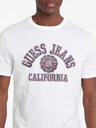 Guess Jeans GJ SS CN SLIM PRINTED TEE Erkek Beyaz T-shirt M5RI80K8HM0-G011