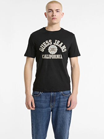 Guess GJ SS CN SLIM PRINTED TEE Erkek Siyah T-shirt M5RI80K8HM0-JBLK