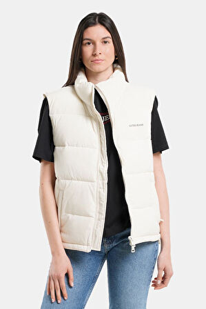 Kadın Gj Puffer Şişme Yelek - Krem | M