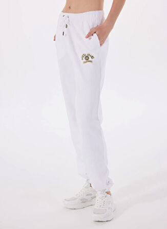 Guess Jeans Yüksek Bel Regular Fit Beyaz Kadın Pantolon GJ PANTS ICONIC FLEE - MID ORGANIC