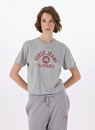 Guess Jeans Mavi Kadın T-Shirt GJ SS CN BOXY PRINTE - ORGANIC COTT
