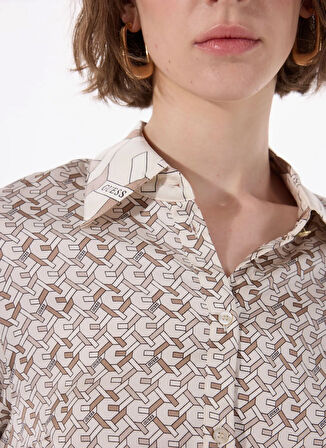 Guess Slim Fit Düz Çok Renkli Kadın Gömlek LS ALEXANDRA SHIRT - RECY POLY UMA