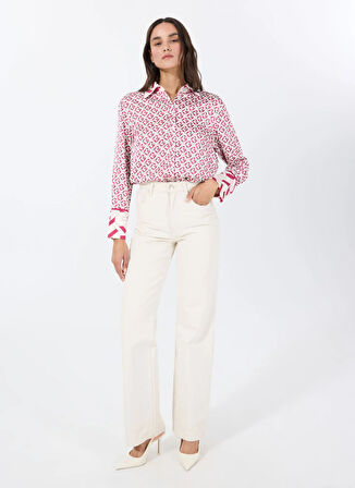 Guess Slim Fit Düz Pembe Kadın Gömlek LS ALEXANDRA SHIRT - RECY POLY UMA