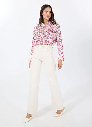 Guess Slim Fit Düz Pembe Kadın Gömlek LS ALEXANDRA SHIRT - RECY POLY UMA