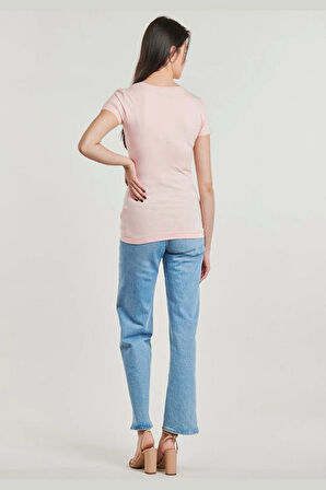 Guess Kadın Pembe Desenli T-Shirt