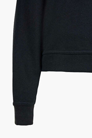 Guess Kadın Siyah Logolu Polarlı Sweatshirt