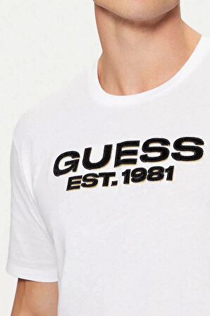 Guess Erkek Beyaz Logolu T-Shirt