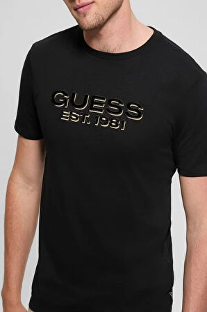 Guess Erkek Siyah Logolu T-Shirt